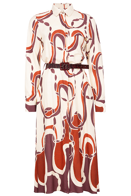 Midi haljina dugih rukava sa skrivenim kopčanjem i kaišem Tiffany Production